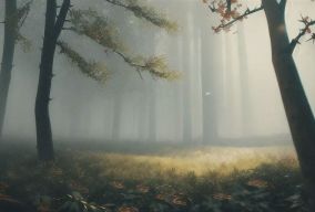 雾光树林