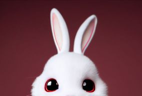 可爱的小白兔身着中国红色汉服