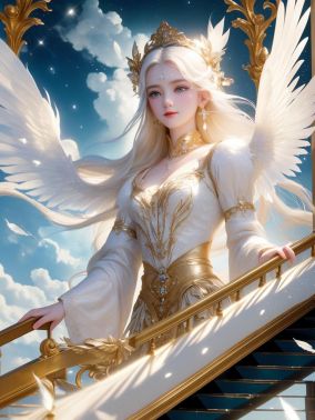 华丽的白色羽毛天使