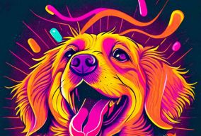 动漫涂鸦艺术风格快乐的狗设计