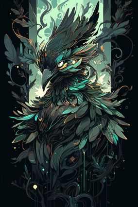[V5] 深绿色的鸟平面设计海报艺术