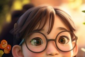 [V5] 一个可爱戴着眼镜的中国女孩