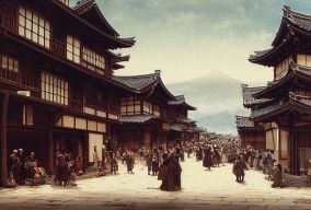 繁忙的中世纪日本城市