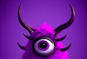独眼单角飞行的紫色食人怪物