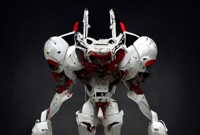 白色和红色机甲机器人3D模型