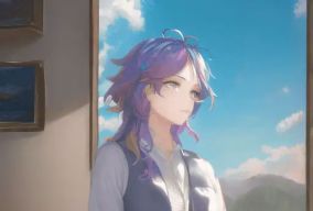 窗前的紫发女孩
