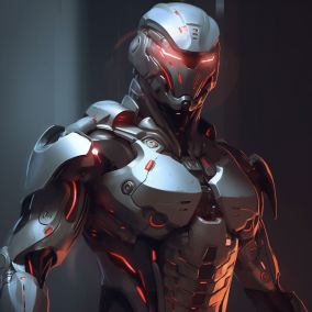 [V5] 身穿未来主义盔甲的男性半机械人战士