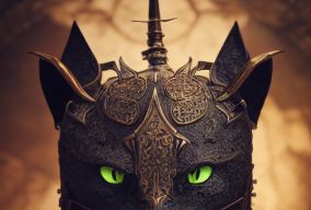 拟人化的威严的黑猫骑士肖像