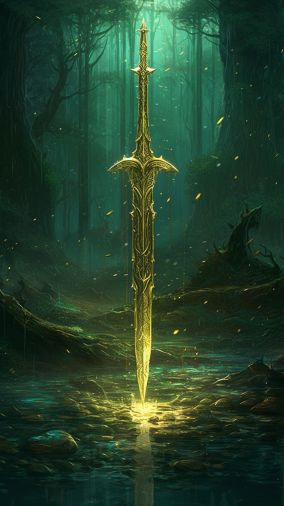 [V5] 水上泛着绿色光芒的金色大师剑