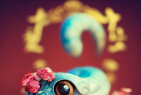 皮克斯风格可爱的中国小白蛇
