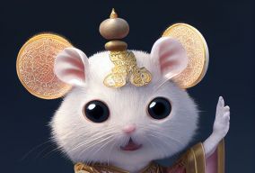 穿着中国唐朝服装的小白鼠