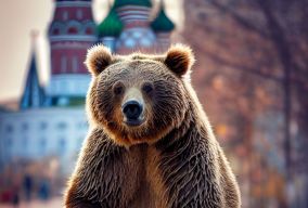 莫斯科克里姆林宫大街上的棕熊