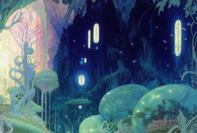 太空女巫居住在神奇的粉彩森林家中