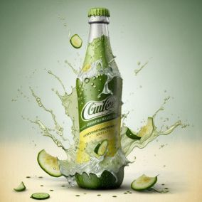 为黄瓜制成的软饮料设计瓶子
