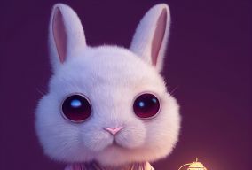 穿着中国唐朝服装的小白兔