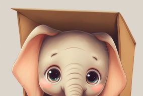 一只藏在盒子里的可爱大象