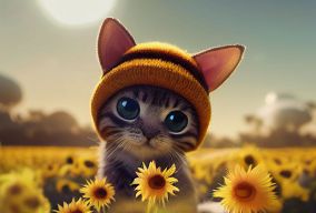 小可爱的猫戴着蜜蜂帽