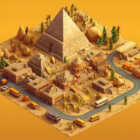[V5] 大金字塔底部的建筑工地3D等距游戏组件