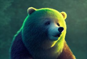 绿色皮毛拟人熊在奔跑
