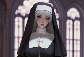 修女式服装的女性
