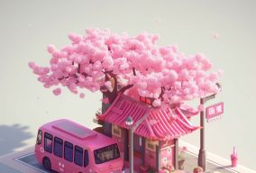 [V5] 巴士站粉色樱桃树