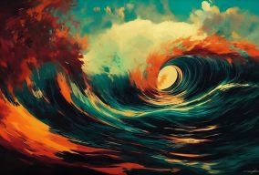 秋天的色彩的旋转动感的海浪