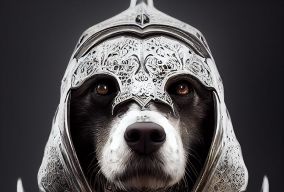 拟人化威严的狗骑士肖像