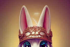 戴着皇冠的奇比兔
