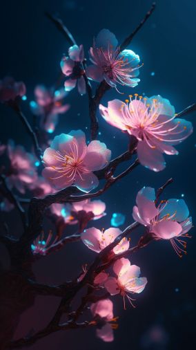 [V5] 美丽的光谱光粉色桃花枝