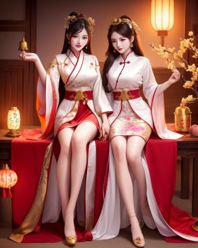 两个中国古风女孩