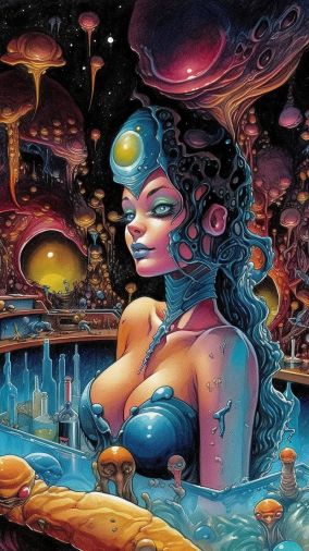 [V5] 美丽异国情调可爱的外星世界科幻太空美女调酒师