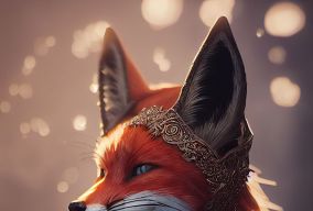 拟人化狐狸穿着精细复杂的花丝盔甲