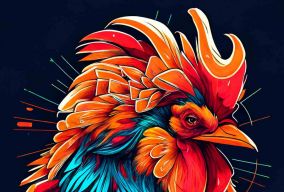 动漫涂鸦艺术风格快乐的公鸡设计