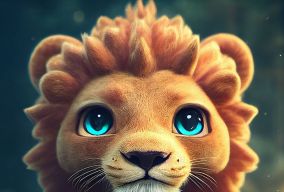 童话般的迪斯尼风格可爱的狮子