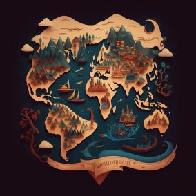 童话风格的世界地图