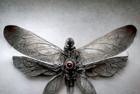 银色蜻蜓金属灰“红眼”翅膀