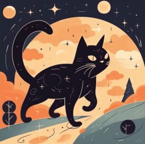 [V5] 宇宙中在地球上奔跑的黑猫