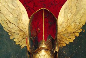 金色和红色华丽盔甲的雷神