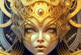精细金色盔甲的女神