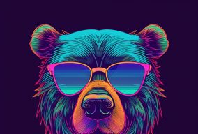 [V5] 戴着墨镜的酷炫霓虹灯派对熊