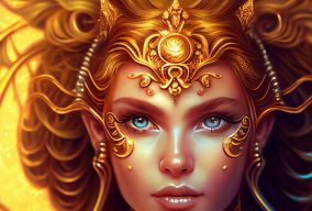 精细金色盔甲的女神
