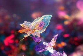 由彩色花瓣组成的龙形透明花