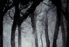 亚莉亚·斯塔克在黑暗的树林中行走