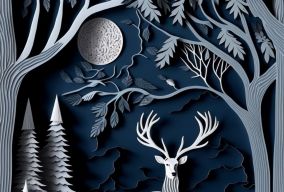 森林中的鹿剪纸艺术