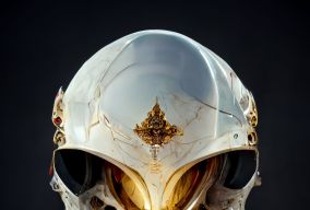 华丽的大理石金色喷气式战斗机头盔