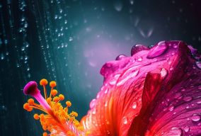 [V5] 带水滴的芙蓉花