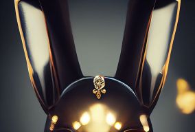 一个黑色水晶机甲中的人性化兔子