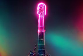 蒸汽朋克设计发光霓虹色水晶电吉他