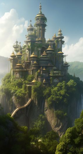 [V5] 一座坐落在郁郁葱葱的绿色山坡上的大城堡
