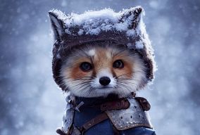 皮克斯风格可爱的雪狐冒险家